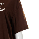 New printed round neck loose and comfortable short-sleeved casual T-shirt top X21TP164