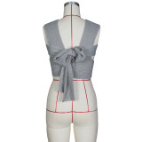 Sexy sweater vest with cross knit top Z0103