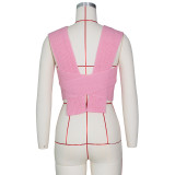 Sexy sweater vest with cross knit top Z0103
