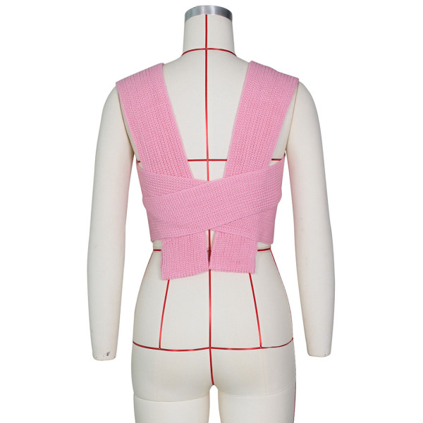 Sexy sweater vest with cross knit top Z0103