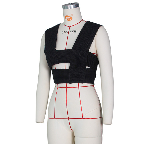 Sexy sweater vest with cross knit top Z0103