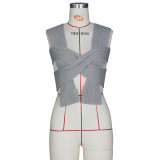 Sexy sweater vest with cross knit top Z0103