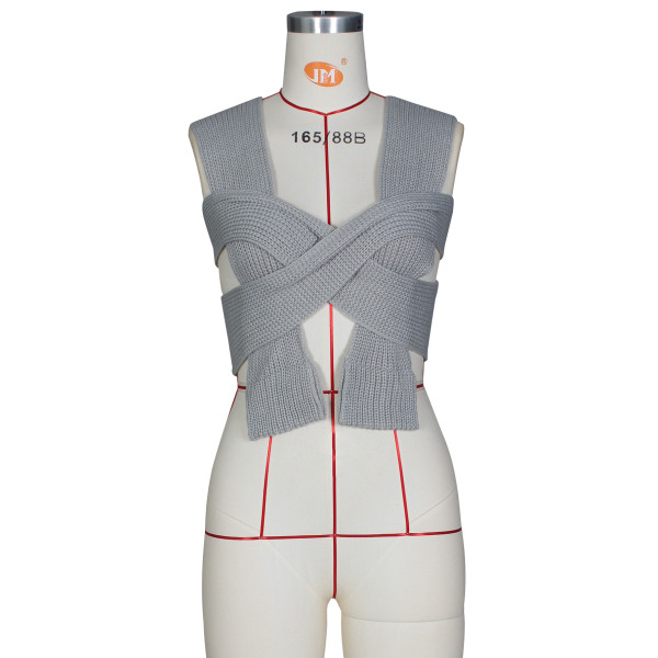 Sexy sweater vest with cross knit top Z0103