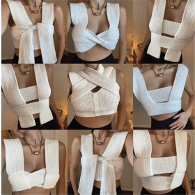 Sexy sweater vest with cross knit top Z0103