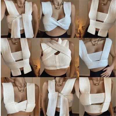 Sexy sweater vest with cross knit top Z0103