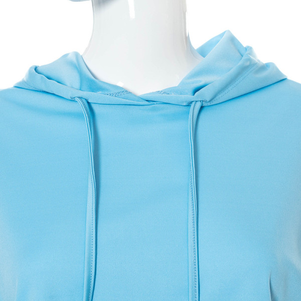 New solid color hooded short-sleeved slim cropped trousers sweater suit A21ST217