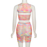 Fashion sexy mesh see-through fake two-piece slim dress K21D02140