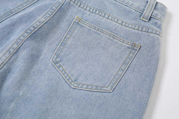 Fashionable Hollow Printed High Waist Straight Casual Jeans W21P02349