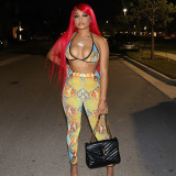 Snake print suspender bra and leisure trousers two-piece suit K21ST225