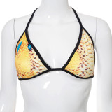 Snake print suspender bra and leisure trousers two-piece suit K21ST225