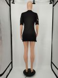 Fashion tight-fitting ripped letter print dress YM181