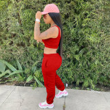 Solid color vest, lock leg pants, sports suit YM182