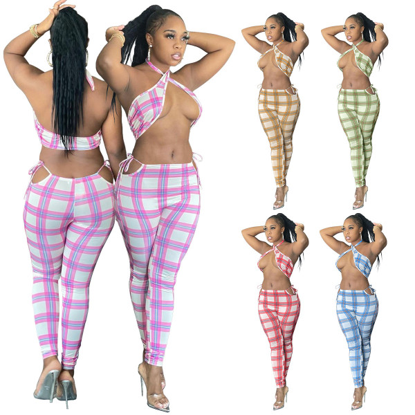 Casual fashion printed two-piece trousers YM179