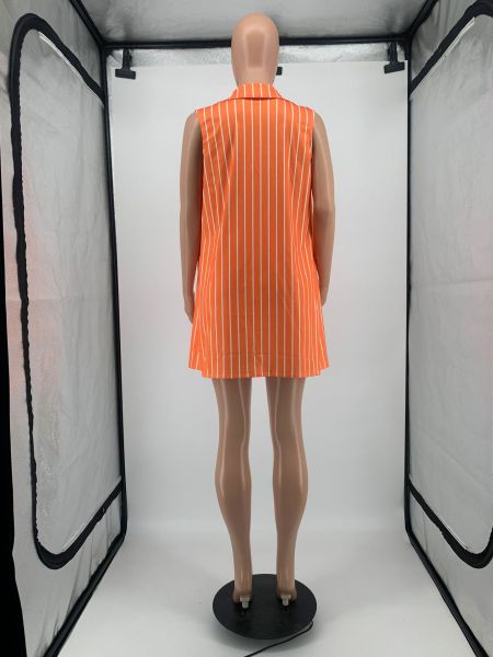 OL office two-piece striped print small suit vest jacket with belt YM192