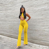 Sexy trouser suit open back fashion solid color trouser suit D8106