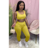 Solid color vest, lock leg pants, sports suit YM182