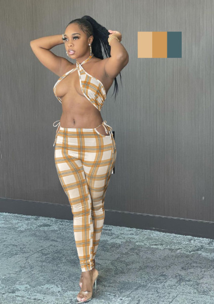Casual fashion printed two-piece trousers YM179