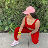 Solid color vest, lock leg pants, sports suit YM182