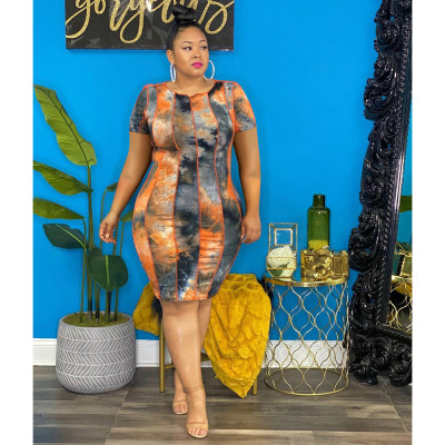 Tie-dye plus size women's dress YM191