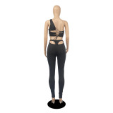 New style open back strapless solid color two-piece trouser suit D8103