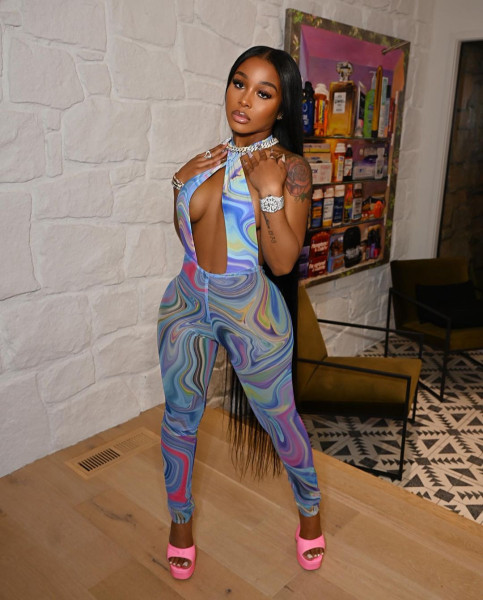Summer color matching abstract print graffiti printed net gauze jumpsuit FFD1110
