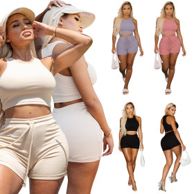 Vest shorts sports suit high elastic pit strip fabric YM185