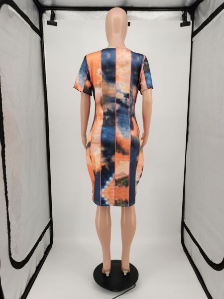 Tie-dye plus size women's dress YM191