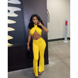 Sexy trouser suit open back fashion solid color trouser suit D8106