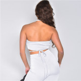 Sexy trouser suit open back fashion solid color trouser suit D8106