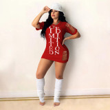 Fashion tight-fitting ripped letter print dress YM181