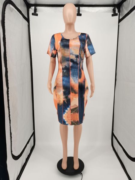 Tie-dye plus size women's dress YM191