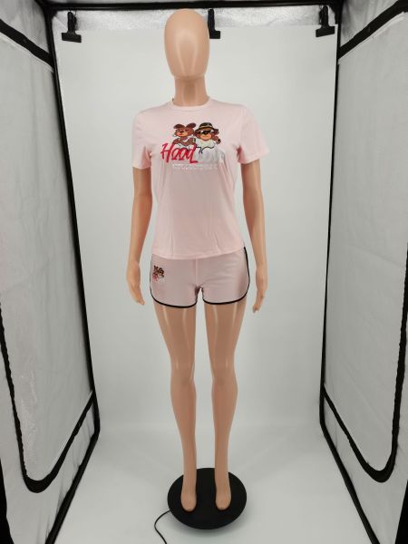 Big bear cartoon two-piece printed sports suit YM194