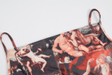 Printed halter strap dress D9C1682