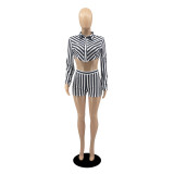 Long sleeve shorts street suit casual shirt two-piece suit D8109