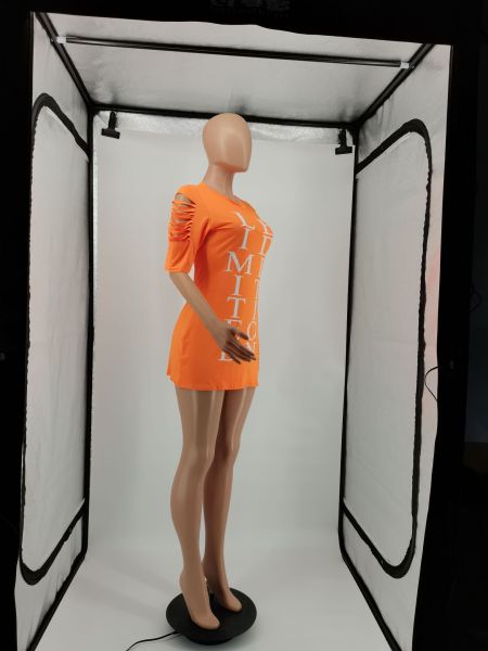 Fashion tight-fitting ripped letter print dress YM181
