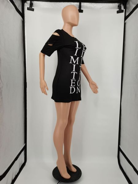 Fashion tight-fitting ripped letter print dress YM181