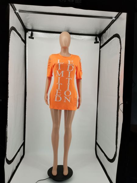 Fashion tight-fitting ripped letter print dress YM181
