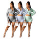 Long sleeve shorts street suit casual shirt two-piece suit D8109