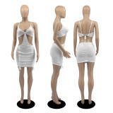 Pure color open back sexy dress slim short skirt nightclub outfit D8107-1