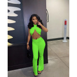 Sexy trouser suit open back fashion solid color trouser suit D8106