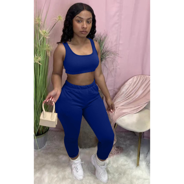 Solid color vest, lock leg pants, sports suit YM182