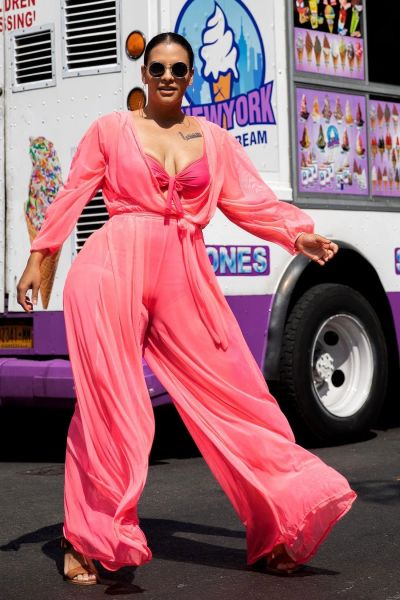 Sexy see-through mesh plus size women's jumpsuit Q7198