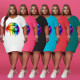 Round neck 5X lip print plus size fashion dress Q7162