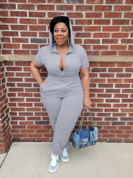 Deep V plus size 5XL jumpsuit Q7186