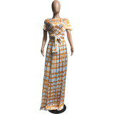 Two-piece fashion casual striped printing suit Q7189