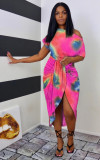 Fashion tie-dye irregular print dress Q7166