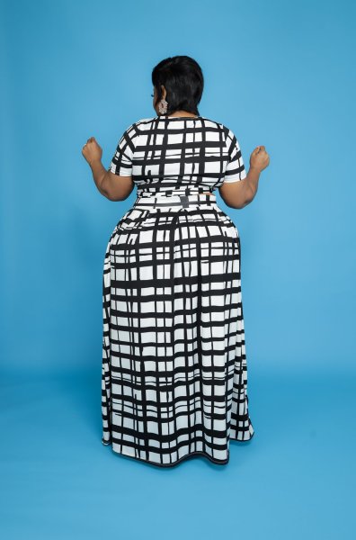 Two-piece fashion casual striped printing suit Q7189