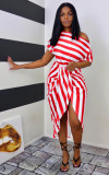 Irregular fashion casual striped two-piece suit Q7170