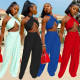 Women's wide leg pants two-piece sexy nightclub style suit Q7177