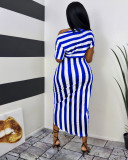 Irregular fashion casual striped two-piece suit Q7170